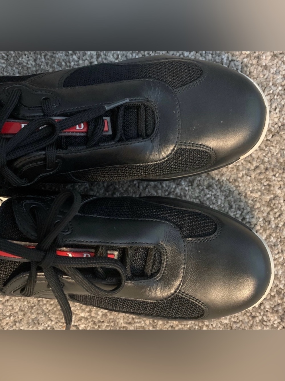 Prada Women's Americas Cup Black Sneakers with White Sole and Red Accent - Picture 5 of 6